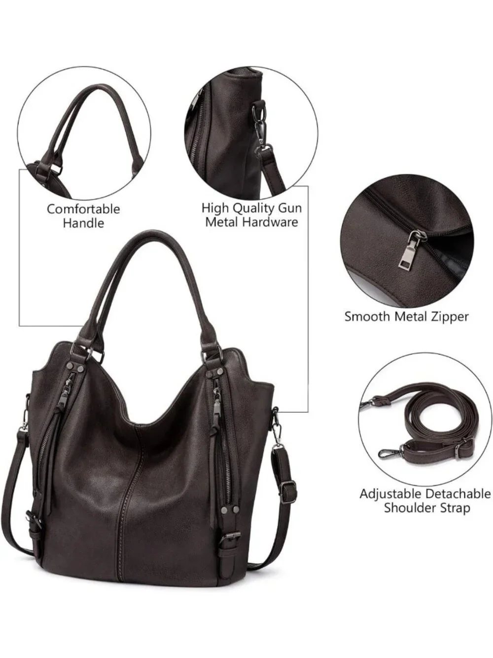 Stylish PU Leather Tote Bag for Women - Large Hobo Shoulder Purse with